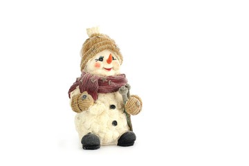 Happy Christmas snowman surrounded by pine cones. Pine cones. Christmas decorations. Christmas. New...