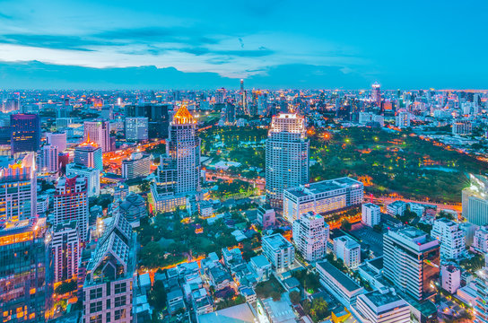 Bangkok night cityscape