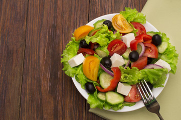 fresh vegetable salad isolated on white background