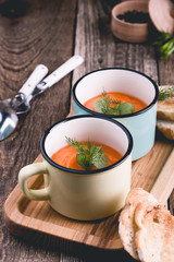 Butternut squash soup in ceramic mug