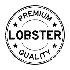 Grunge black premium quality lobster round rubber business seal stamp on white background