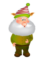 Cute Cartoon Gnome. Isolated on a white background .  An old man in an elf costume - vector illustration. 