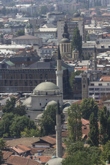 Naklejka premium View from the top of Gazi Husrev beg mosque in Sarajevo andother buildings