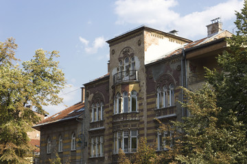 very ruined building facade in Sarajevo, after the war