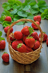 Strawberries in the wicker basket