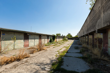 Fototapeta na wymiar Abandoned garage in Bratislava