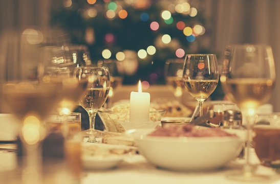 Christmas Dinner Feast In Vintage Style