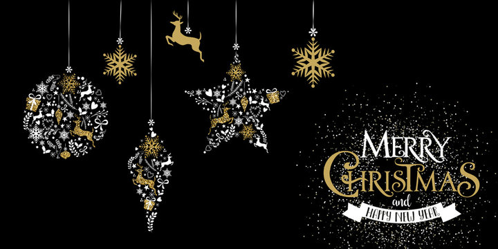 Decorazione natalizie, glitter, oro