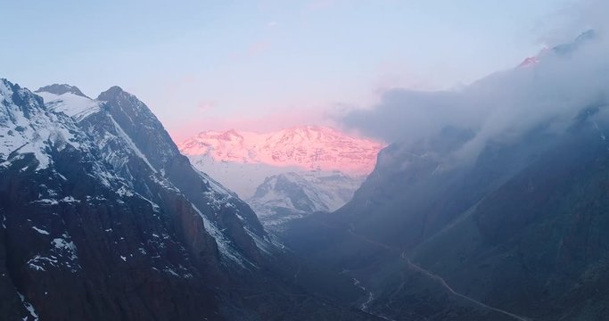 Maipo River Canyon Hyperlapse Aerial Flight Between Mountains