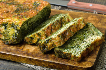 Slices of spinach bread