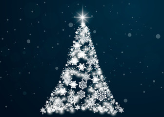 Silver Christmas tree on transparent background