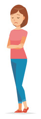 Fototapeta premium Illustration that my mom wearing short-sleeved clothes is depressed