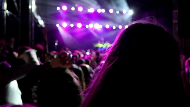 Crowd Partying At Live Music Concert Slow Motion