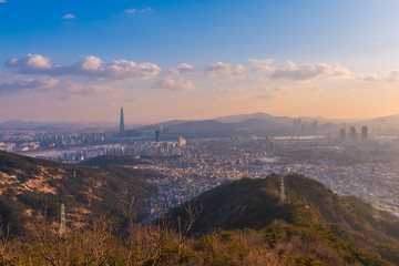Sunset at Seoul City Skyline,South Korea.