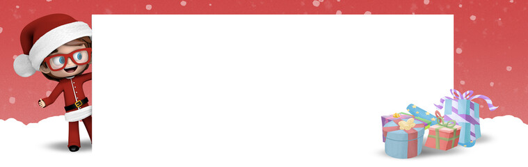 Santa claus con cartel y fondo rojo