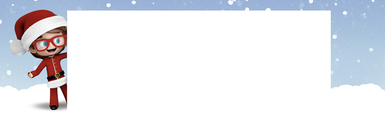 Santa claus con cartel y fondo azul