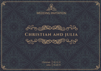 Monogram creative card template with beautiful flourishes ornament elements. Elegant design for corporate identity, logo, invitation. Design of background products.