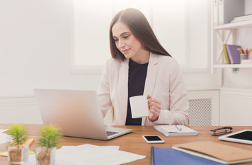 Business woman working on laptop at office