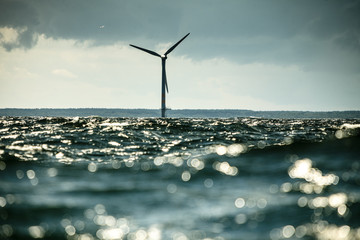 Fototapeta premium Wind turbines farm in Baltic Sea, Denmark