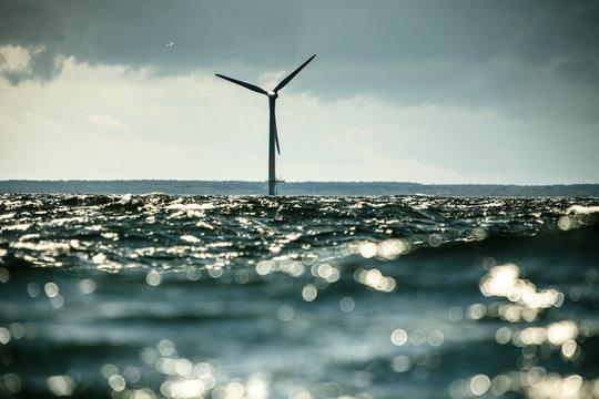 Fototapeta Wind turbines farm in Baltic Sea, Denmark