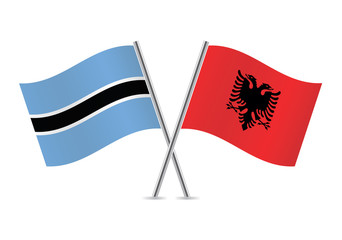 Botswana and Albania flags.Vector illustration.