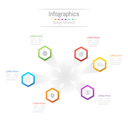 Infographic design elements for your business data with 6 options, parts, steps, timelines or processes. Vector Illustration.
