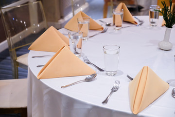 Empty glasses set in restaurant