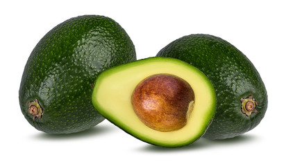 Fresh avocado isolated on white background with clipping path