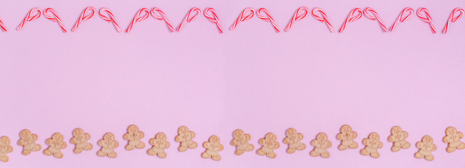 Christmas sweet treats pattern background. Flat lay holiday concept