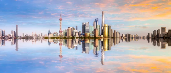 Fotobehang Shanghai Shanghai Lujiazui panoramisch uitzicht