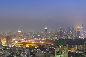 Fototapeta na wymiar Beautiful sky and light on night in Bangkok.