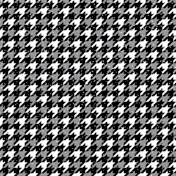 Seamless black and white grunge classic checked houndstooth textile pattern vector