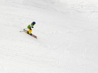 Fototapeta na wymiar Little skier on ski slope