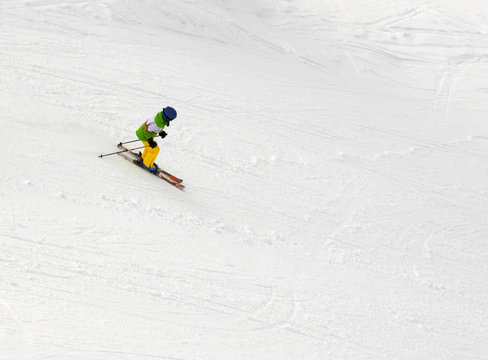 Little skier on ski slope