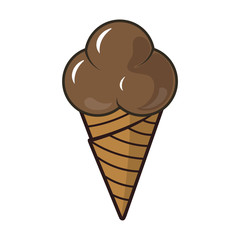 chocolate ice cream in a cone isolated