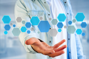 3d rendering molecule on a displayed on a medical interface