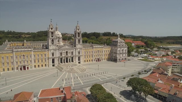 sunny day time lisbon city famous star basilica square aerial panorama 4k portugal
