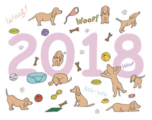 Year of the Dog 2018. Vector template New Year s design