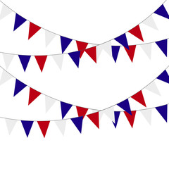 Festive bunting flags. Holiday decorations. Vector illustration.