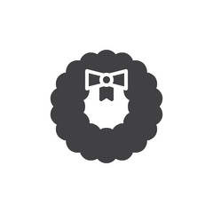 Christmas wreath decoration icon vector, filled flat sign, solid pictogram isolated on white. Symbol, logo illustration.