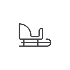 Santa Claus sleigh line icon, outline vector sign, linear style pictogram isolated on white. Winter sledge symbol, logo illustration. Editable stroke