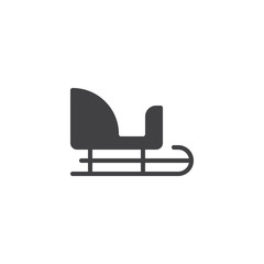 Fototapeta premium Santa Claus sleigh icon vector, filled flat sign, solid pictogram isolated on white. Winter sledge symbol, logo illustration.