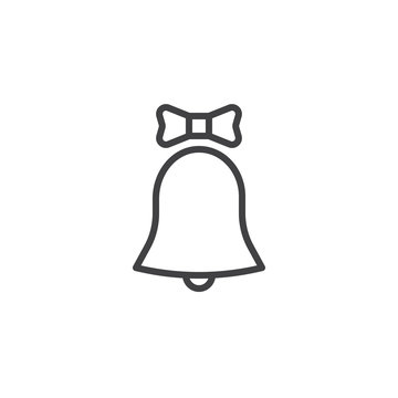 recommend clip art: Christmas bell line icon, outline vector sign, linear style pictogram isolated on white. Symbol, logo illustration. Editable stroke
