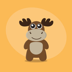 Moose/Elk cartoon flat card