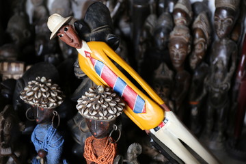 wooden small statues from Abidjan in ivory coast