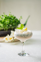 Vanilla ice cream on the table