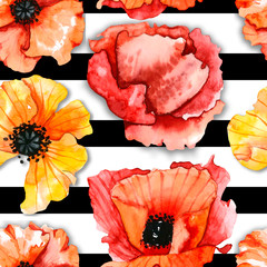  Poppy Flower Watercolor Pattern