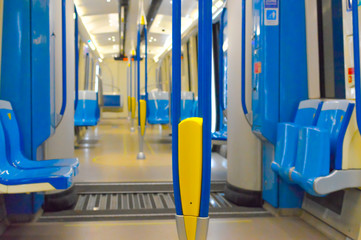 Inside of the new metro train in Montreal, Canada