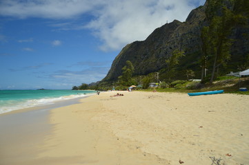 Fototapeta na wymiar The Majestic and Incredible White Beaches. Oahu, Hawaii, USA, EEUU.