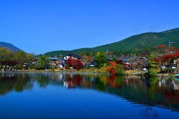 Fototapeta na wymiar 金鱗湖の紅葉